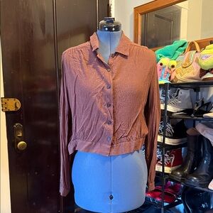Frank and Oak Women's Button-Up Brown Top